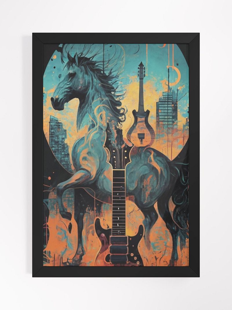 Harmony in Hues: A Horse and Guitar Canvas