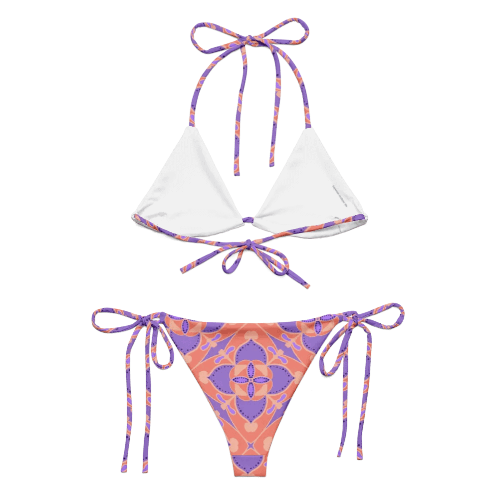 Pastel Orange and Mauve Pattern String Bikini product image (5)