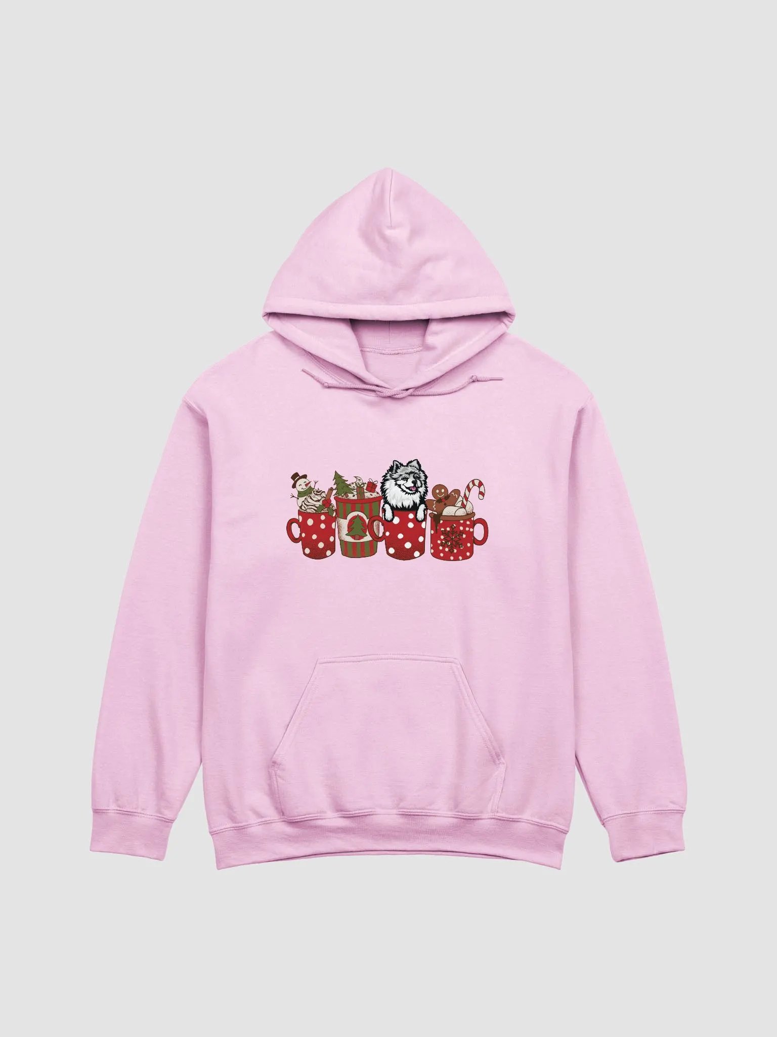 Cute Pomeranian(White 2) in a Christmas Cup Hooded Sweatshirt | Funny Christmas Pup in a Cup product image (9)