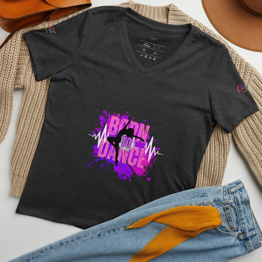 Expressive Born to Dance Her Silhouette Women's V-Neck Tee product image (34)
