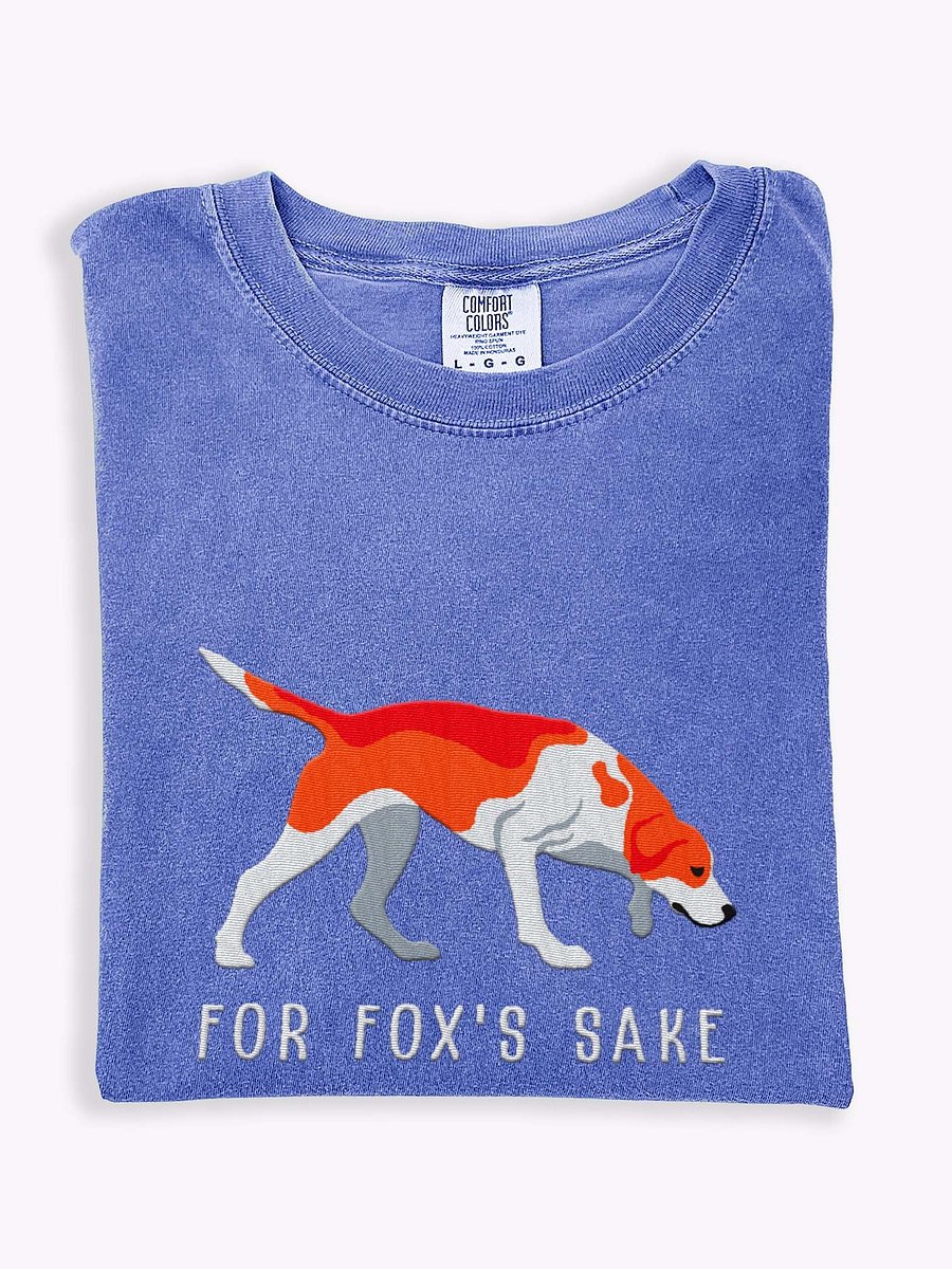For Fox's Sake T-Shirt(Embroidered) of an American Foxhound(Red & White) product image (1)