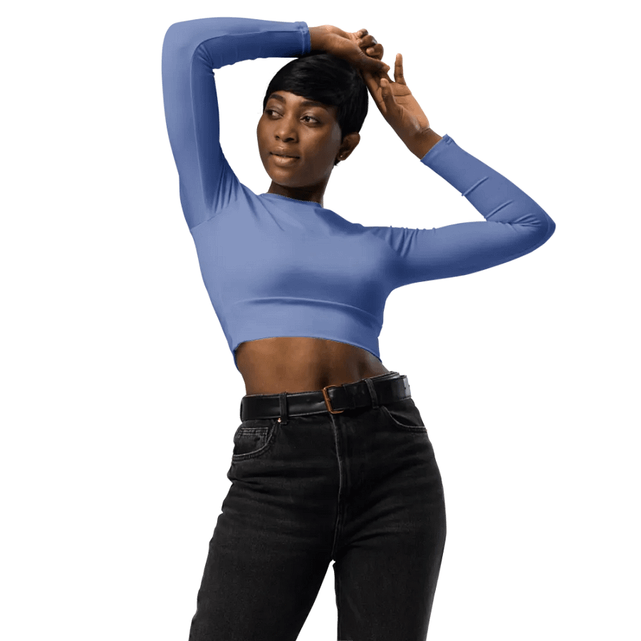 Wild Blue Recycled Long Sleeve Crop Top product image (3)