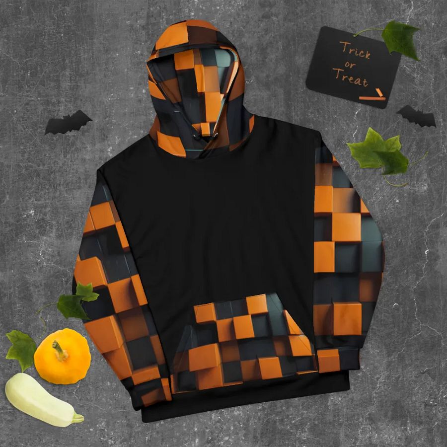Black And Orange Squares Unisex Hoodie product image (9)