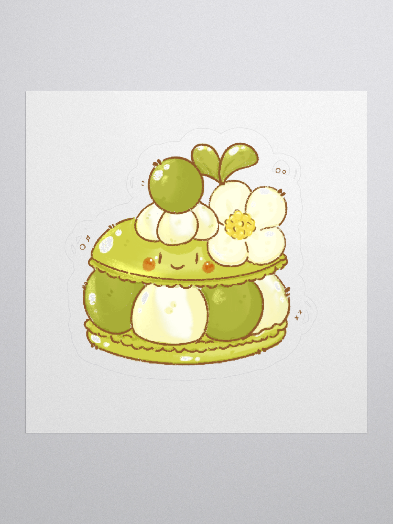 Sweet & Silly – Green Macaron Kiss-Cut Sticker product image (3)