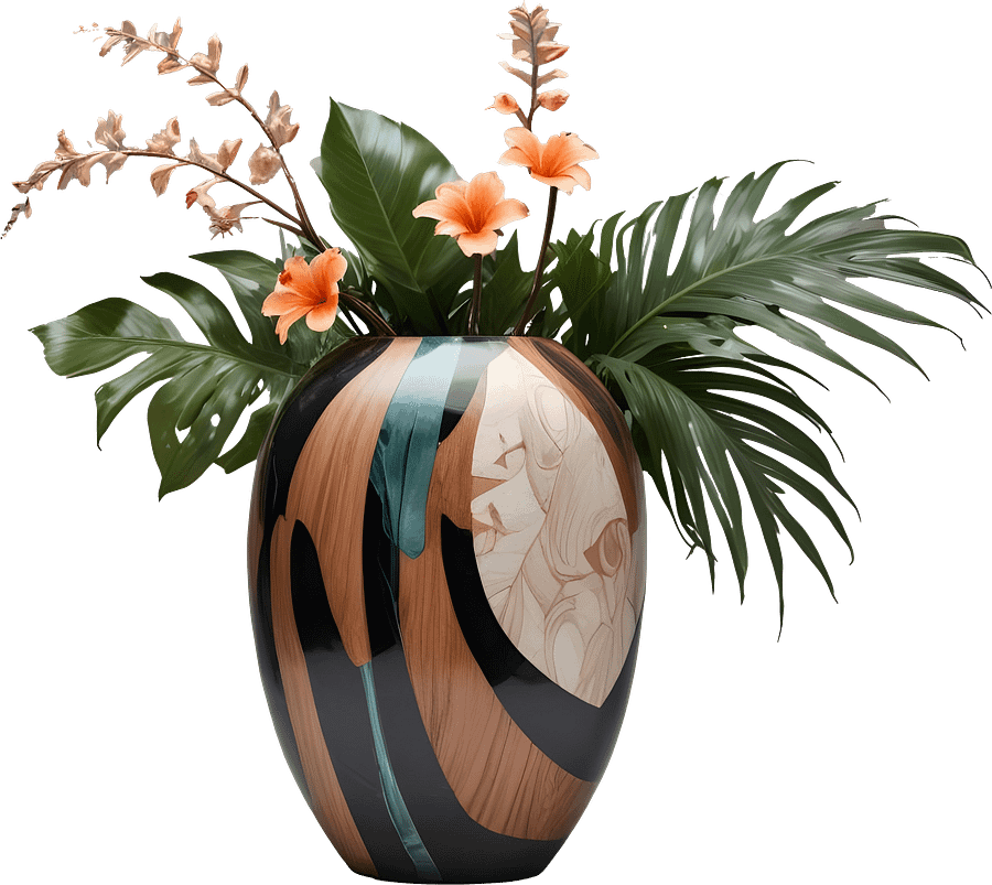 Dream of Eternity – Wood Art Deco Vase PNG product image (1)