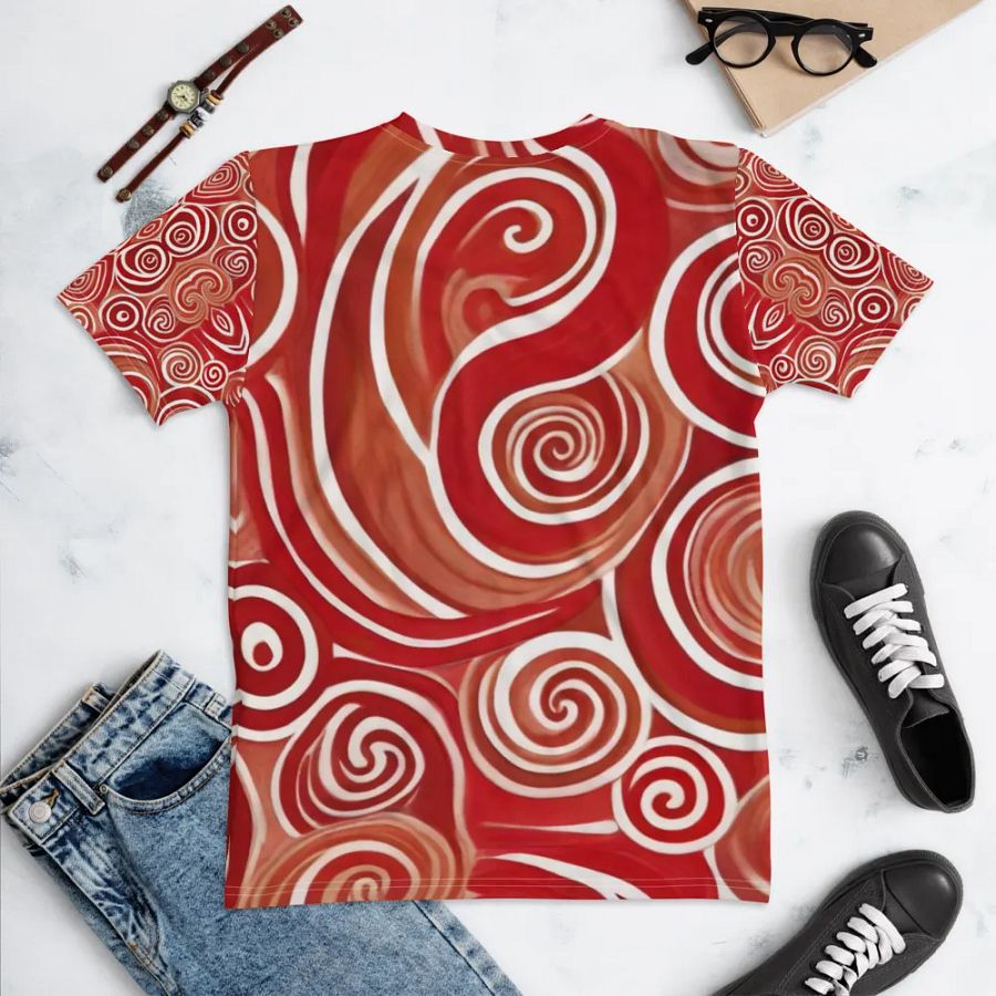 Funky Cherry Swirls Liquid Tie-Dye Women's Crewneck T-shirt product image (6)