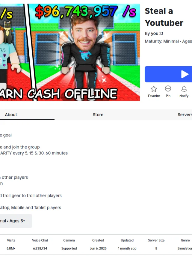 🎬💰 Steal a YouTuber — The Ultimate Monetization Game File! product image (1)