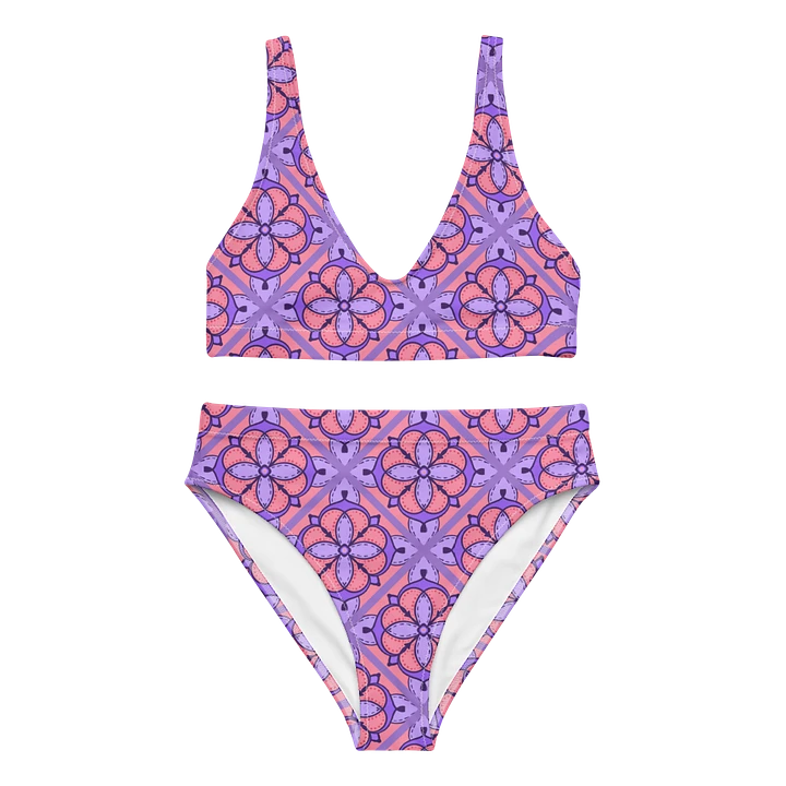 Peach and Lilac Symmetry Pattern High Waisted Bikini product image (2)