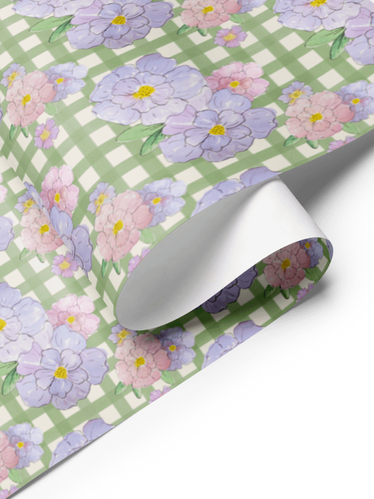 Gingham Blossoms Wrapping Paper Set of 3 Sheets product image (11)