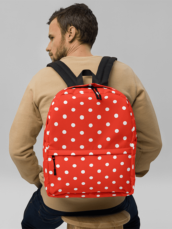 White Polka Dots on Red Backpack product image (1)