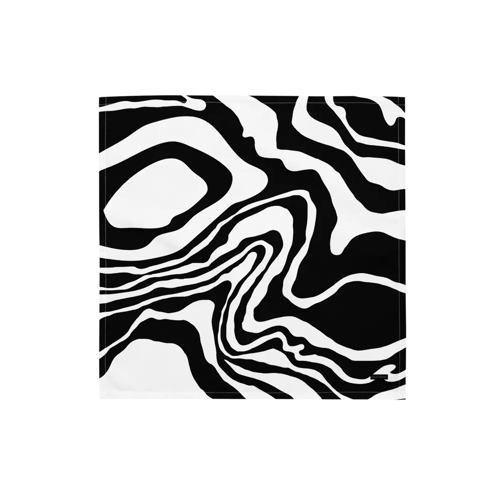 Black/White Monochrome Waves Print Bandana product image (1)