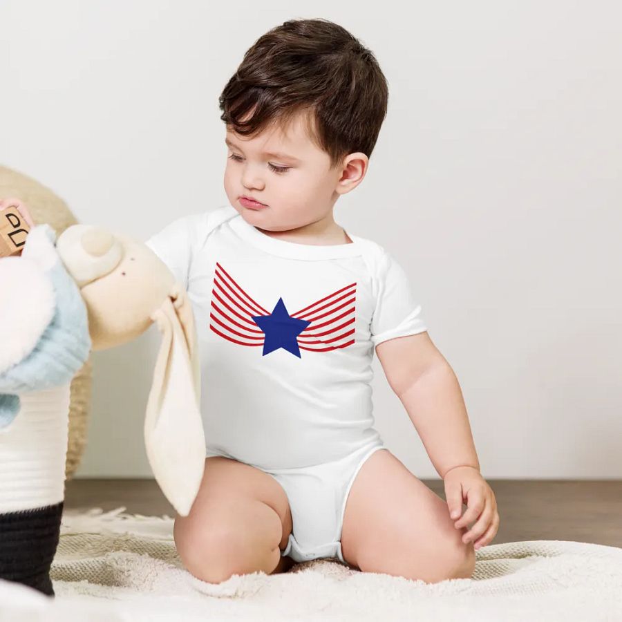 Stars & Stripes Curly Angel Wings Onesie product image (7)