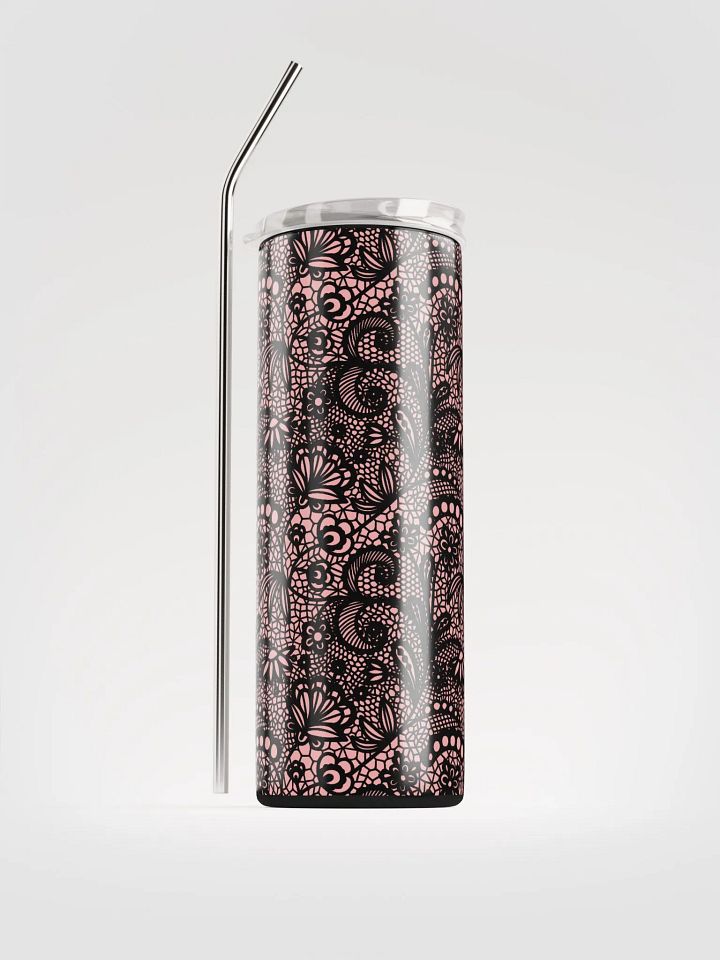 Charming Pink & Black Lace Stainless Steel Tumbler | Eco-Friendly Design product image (1)