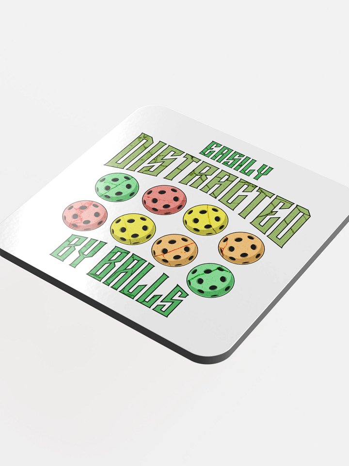 Easily Distracted By Balls Pickleball Glossed Cork Coaster product image (1)