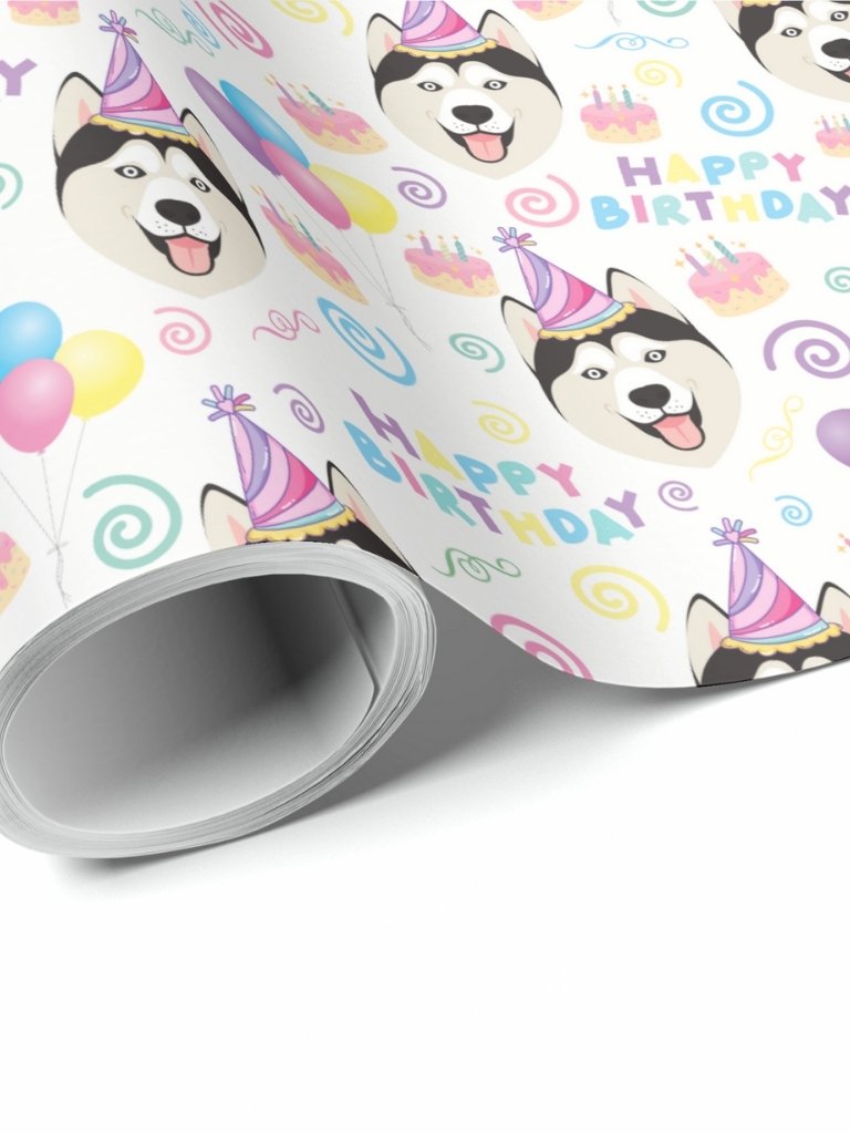 Siberian Husky Birthday Wrapping Paper product image (1)