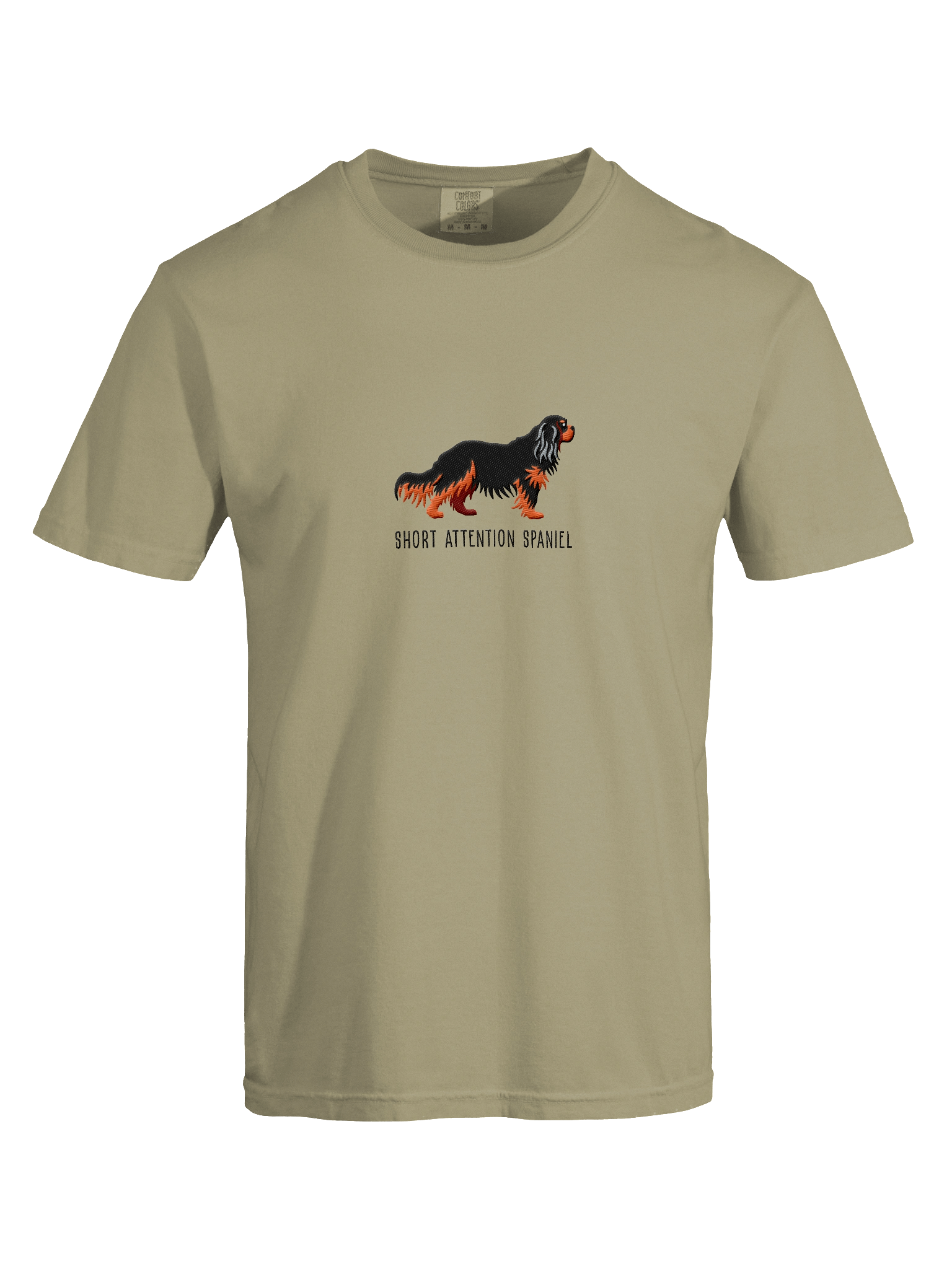 Short Attention Spaniel T-Shirt(Embroidered) of a Cavalier King Charles Spaniel(Black & Tan) product image (38)