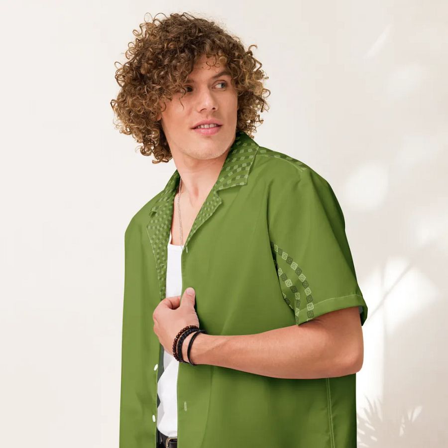 Optical Sun Icon / MO Hawaiian Shirt /| Olive product image (7)