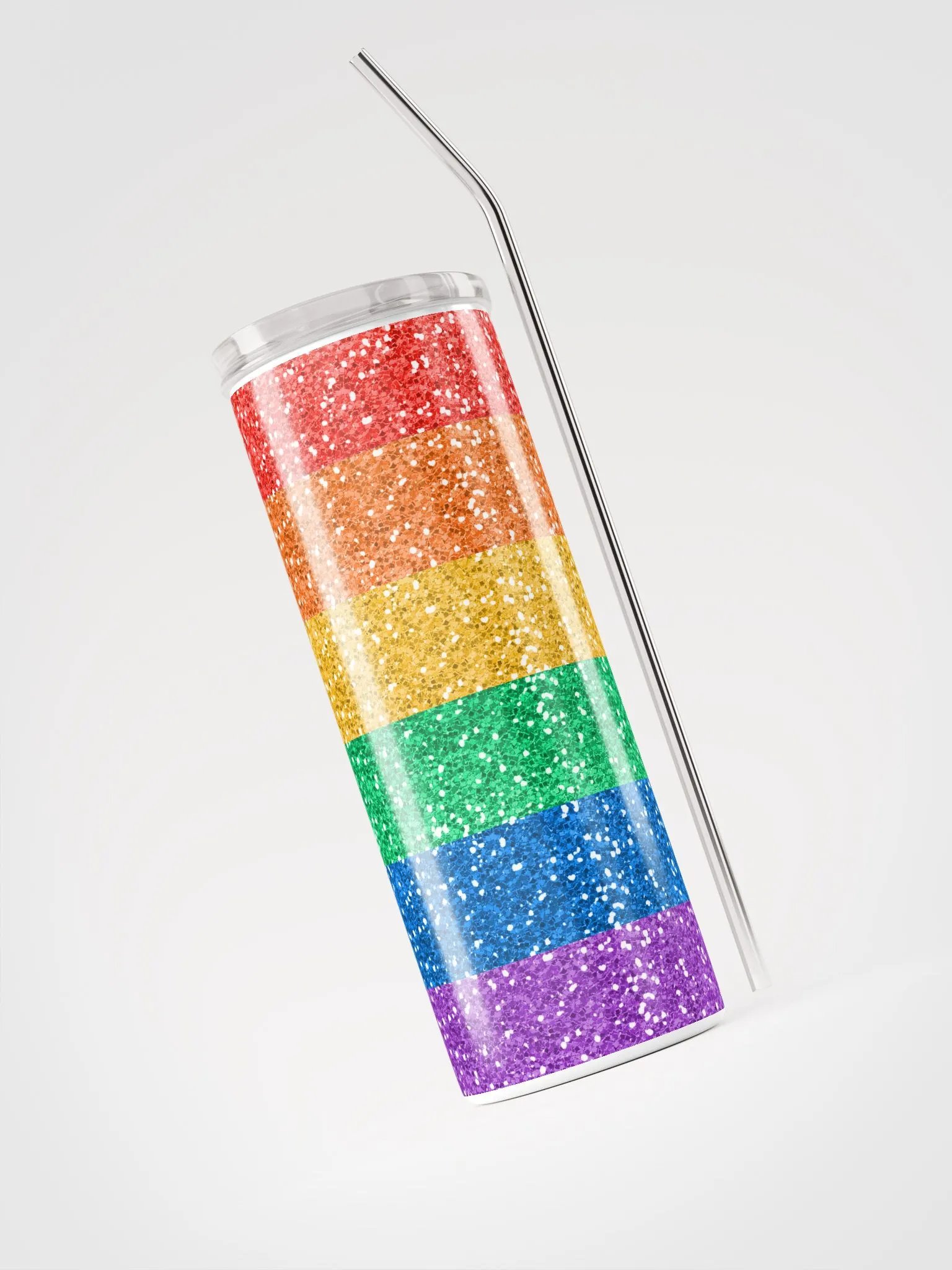 🌈 Sparkling Rainbow Glitter Stainless Steel Tumbler with Reusable Straw | Eco-Friendly 20oz Cup for Vibrant Beverages product image (3)