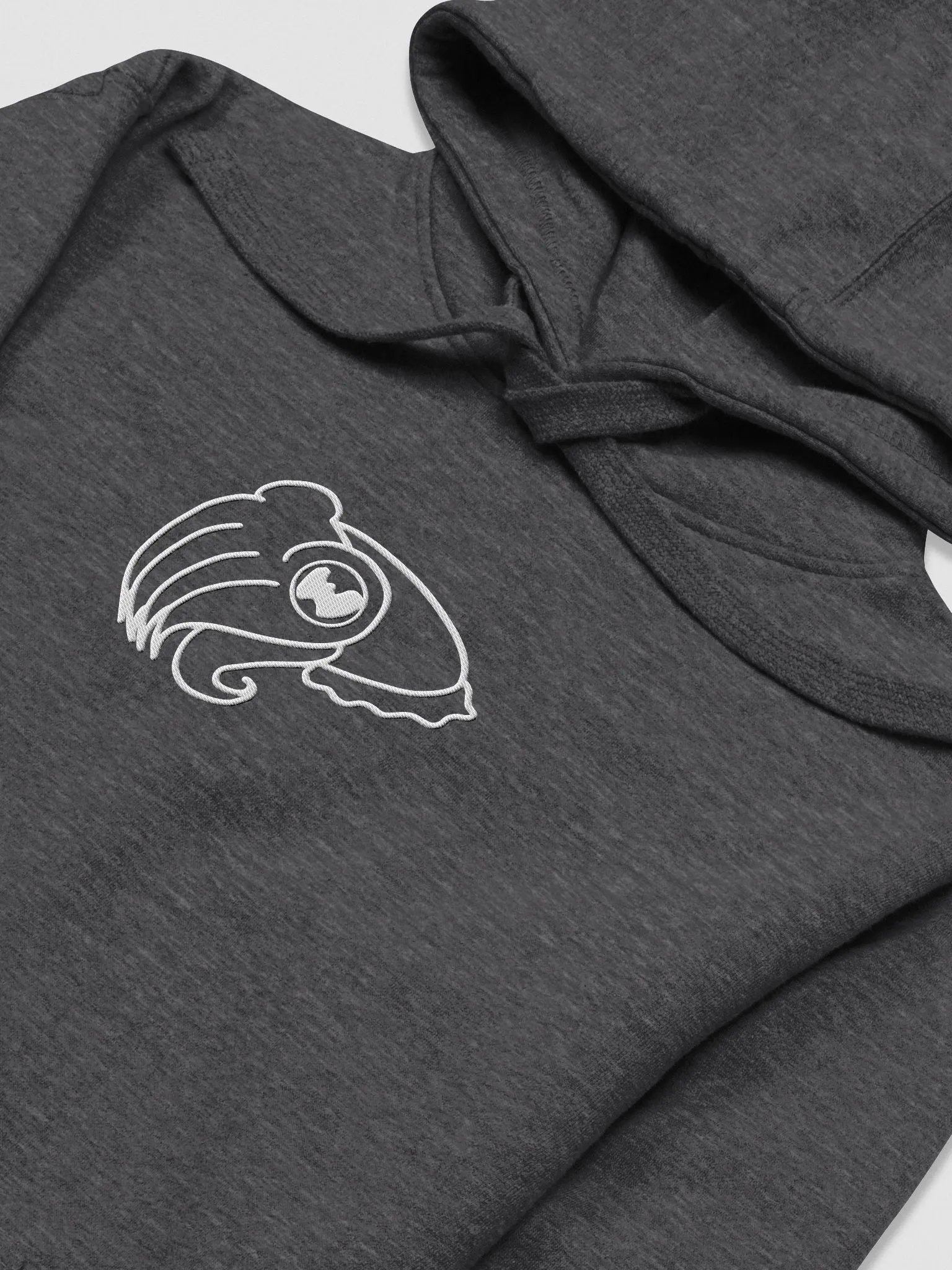 Simple Cuttlefish Outline Embroidered Hoodie - white embroidery product image (9)
