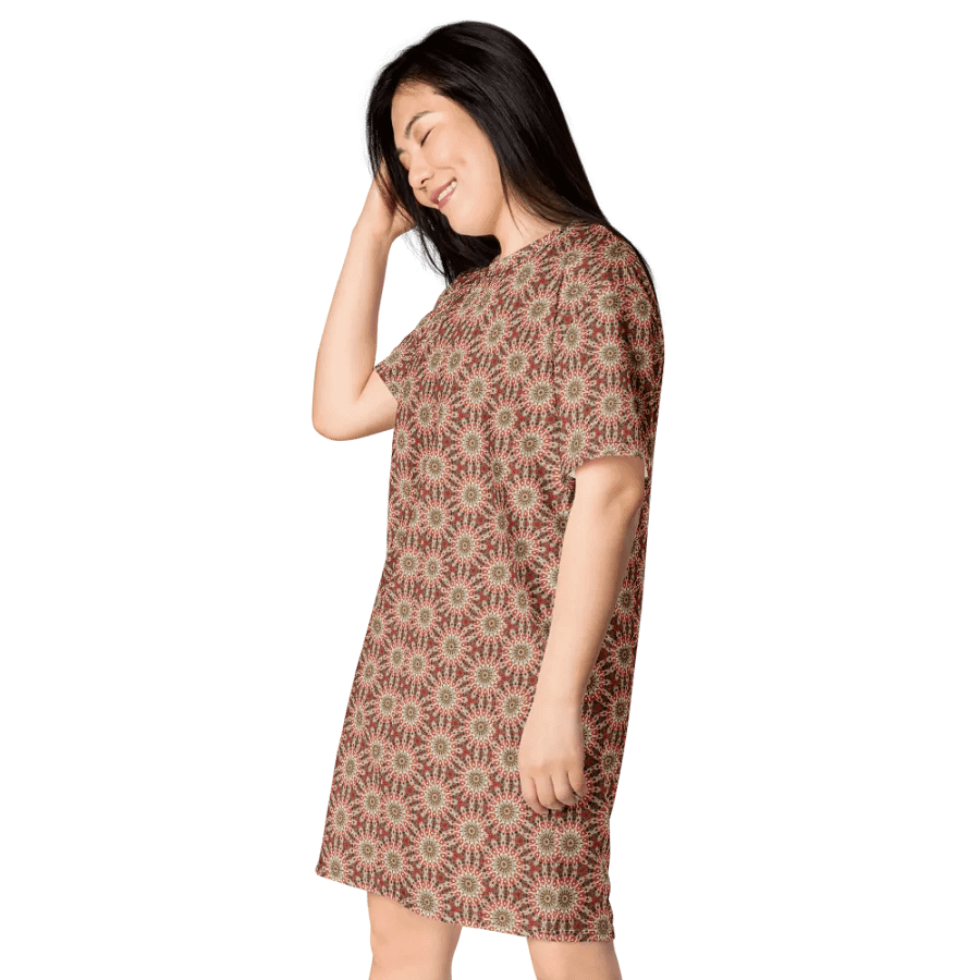 Abstract Suns Pattern Ladies T Shirt Dress product image (7)