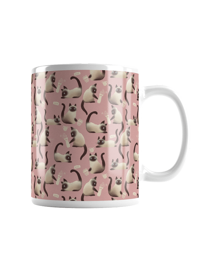 Bad Siamese Cats Knocking Stuff Over Mug, Pink product image (1)