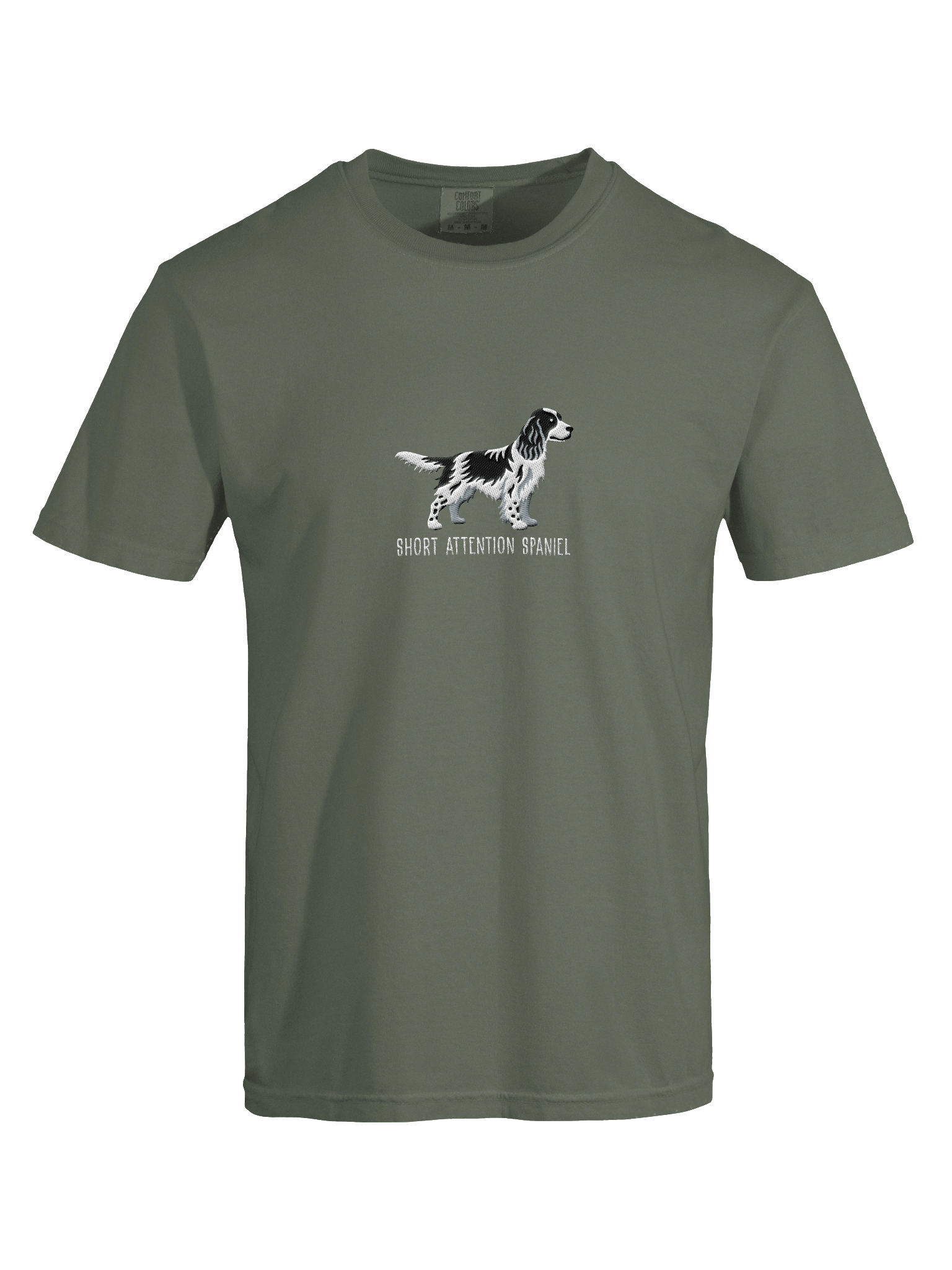 Short Attention Spaniel T-Shirt(Embroidered) of a Springer Spaniel(Black & White) product image (27)