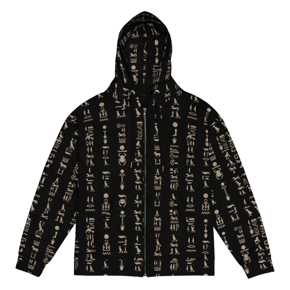 Isis Black Hieroglyphs Detail Unisex Zip Hoodie product image (1)
