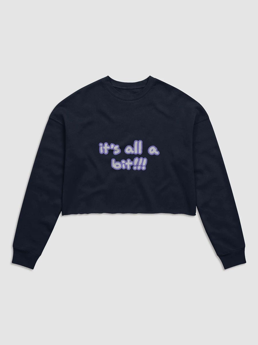 “It’s all a bit!!!” (sm. lined design, #9081ED) Women's Fleece Crop Sweatshirt product image (34)