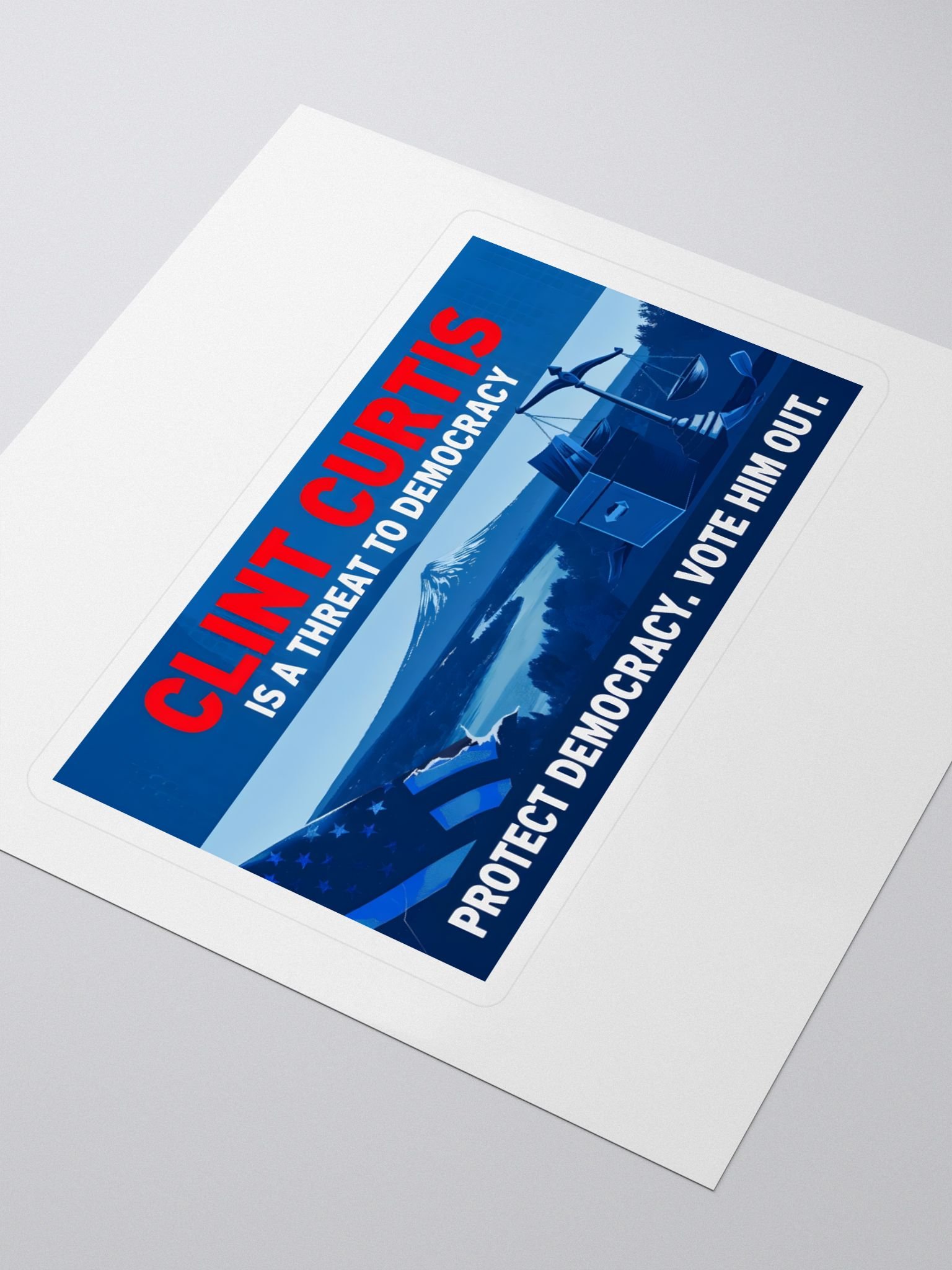 Clint Curtis is a Threat to Democracy Kiss Cut Stickers product image (3)