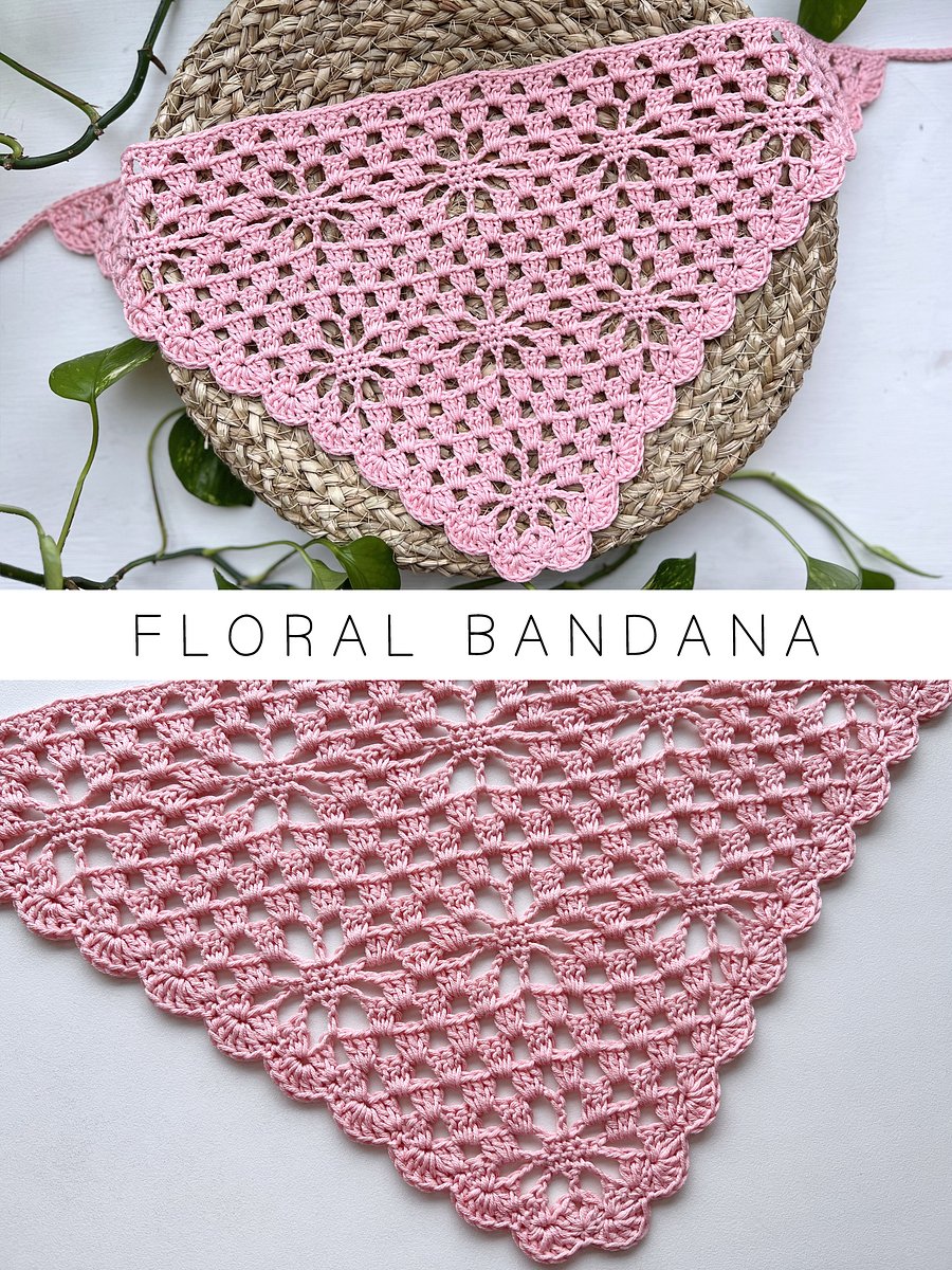 Crochet Pattern: Floral Granny Stitch Bandana product image (1)