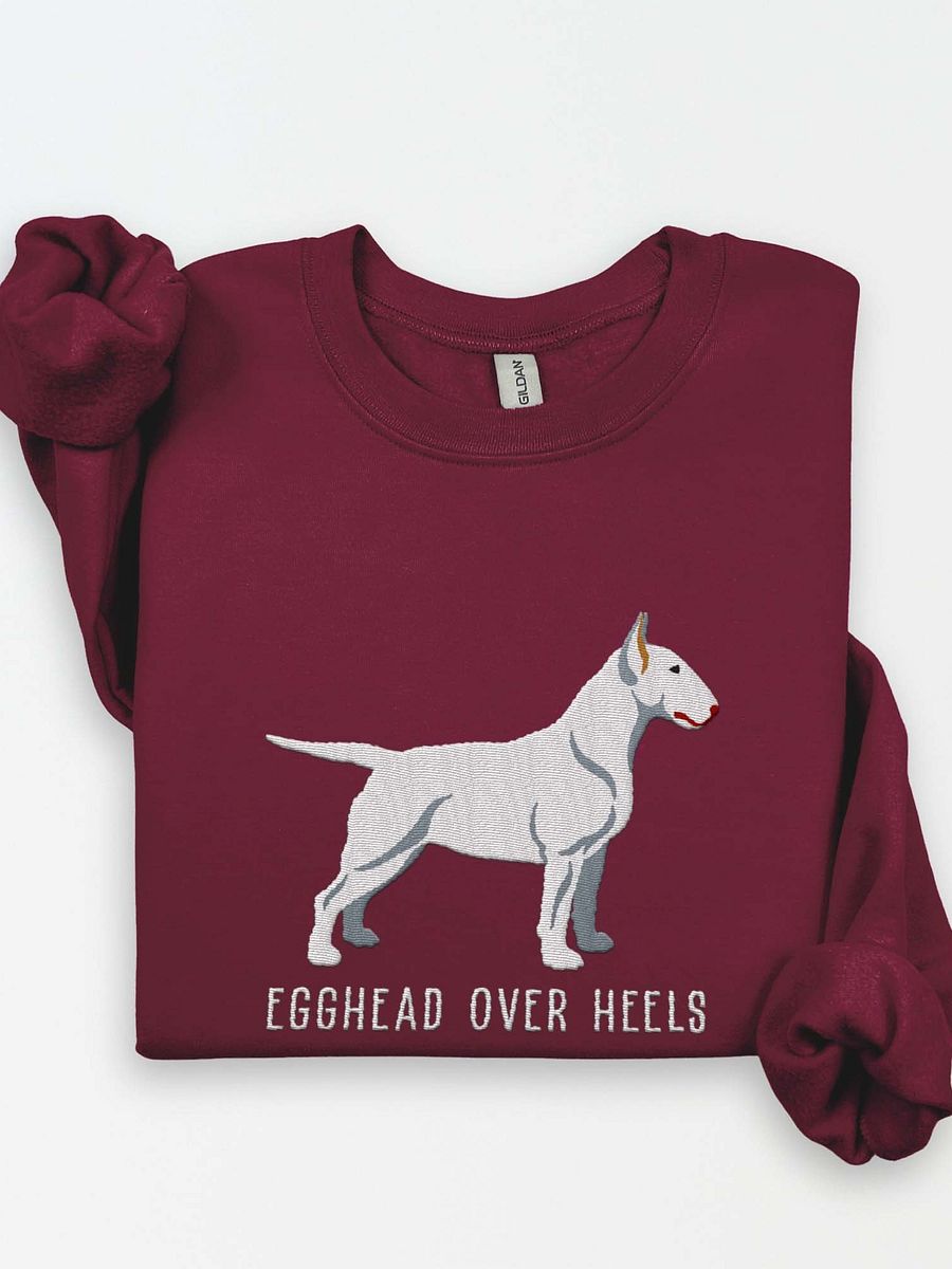 Egghead Over Heals Sweatshirt (Embroidered) of an English Bull Terrier(White) product image (1)