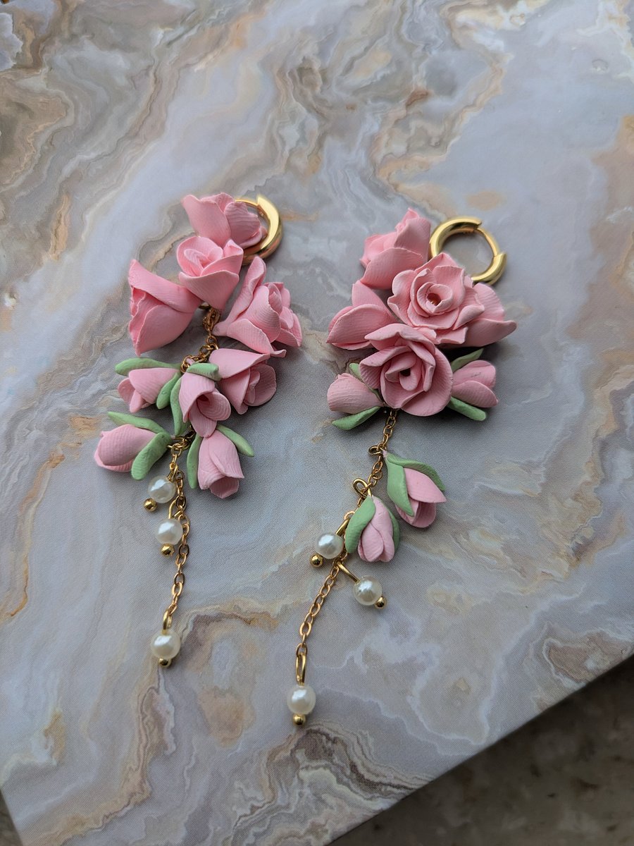 Pink Rose Cluster Earrings product image (3)