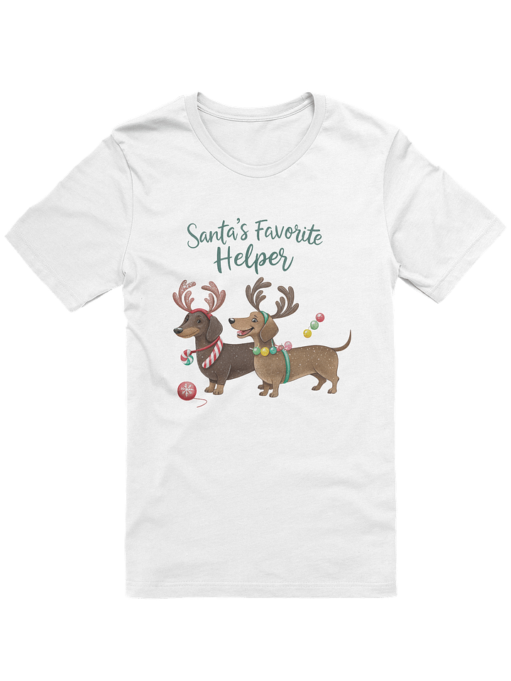 Santa’s Favorite Helper Dachshund T-Shirt – Cute Reindeer Doxie Christmas Tee product image (85)
