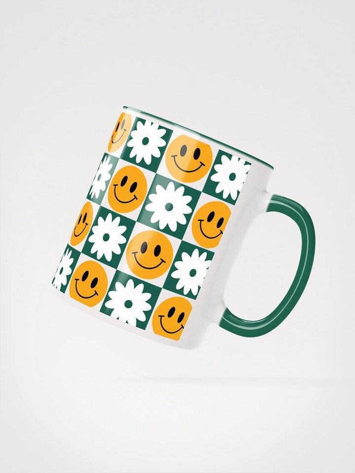 Checkered Smiley & Flowers Mug product image (2)