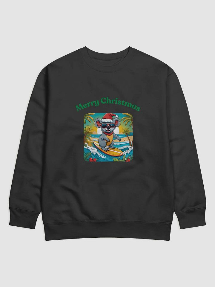 Festive Koala Surf Scene Merry Christmas Sweatshirt - Green product image (1)