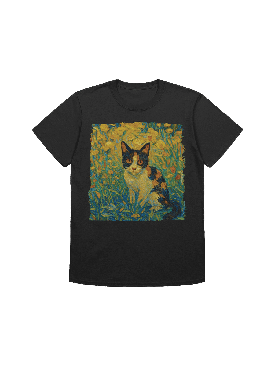 Black Orange Cute Cat Van Gogh Styele T-Shirt product image (6)