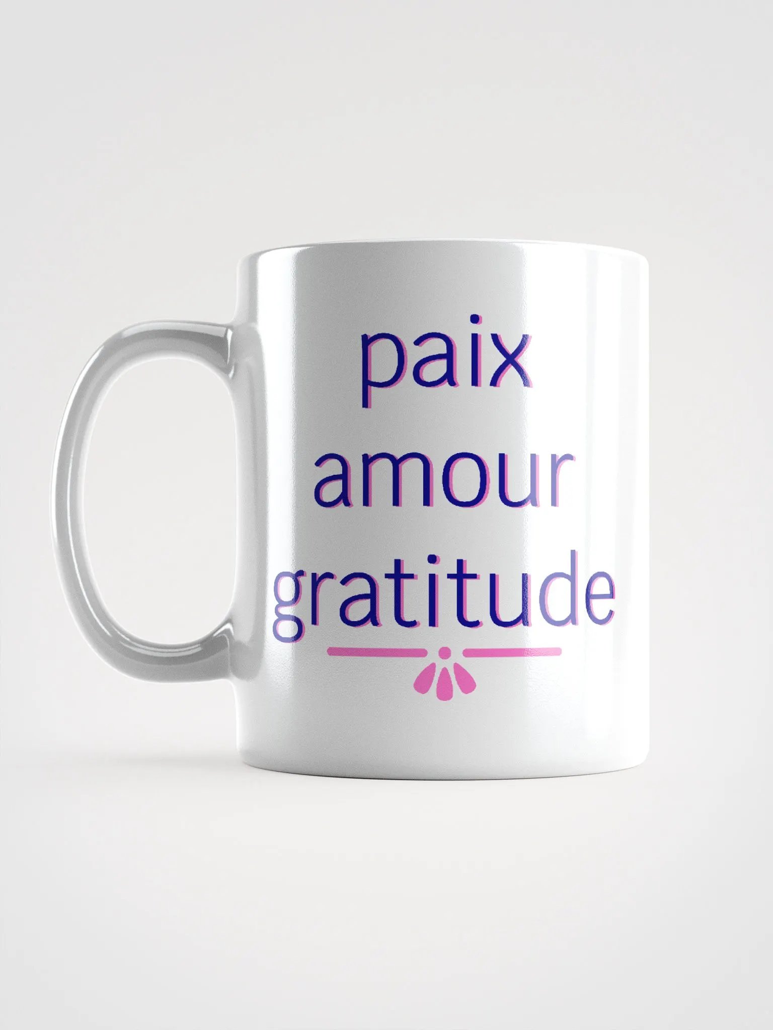 Paix Amour Gratitude Navy and Pink Ceramic Mug product image (11)