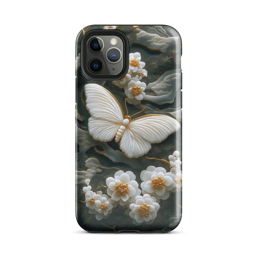 White Butterfly Jade Carving Effect - Tough Phone Case product image (2)