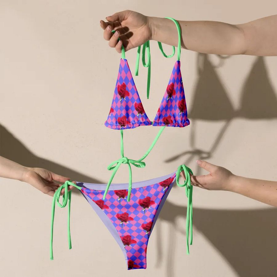 Rosy string bikini {melon and periwinkle} product image (7)
