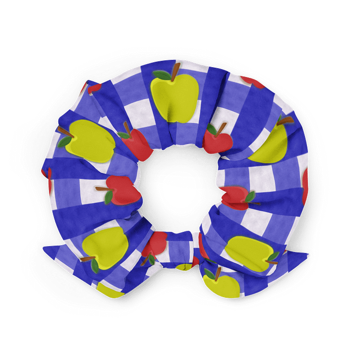 Apple Gingham Pattern-Blue Background Scrunchie product image (2)