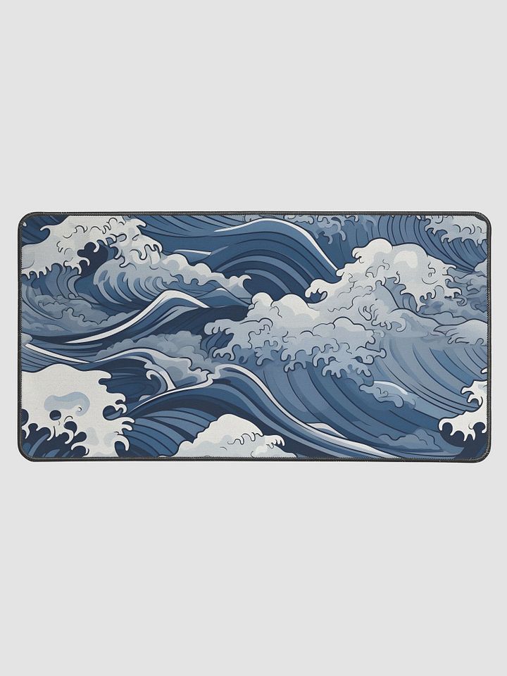 Japanese Waves White and Blue Desk Mat product image (1)