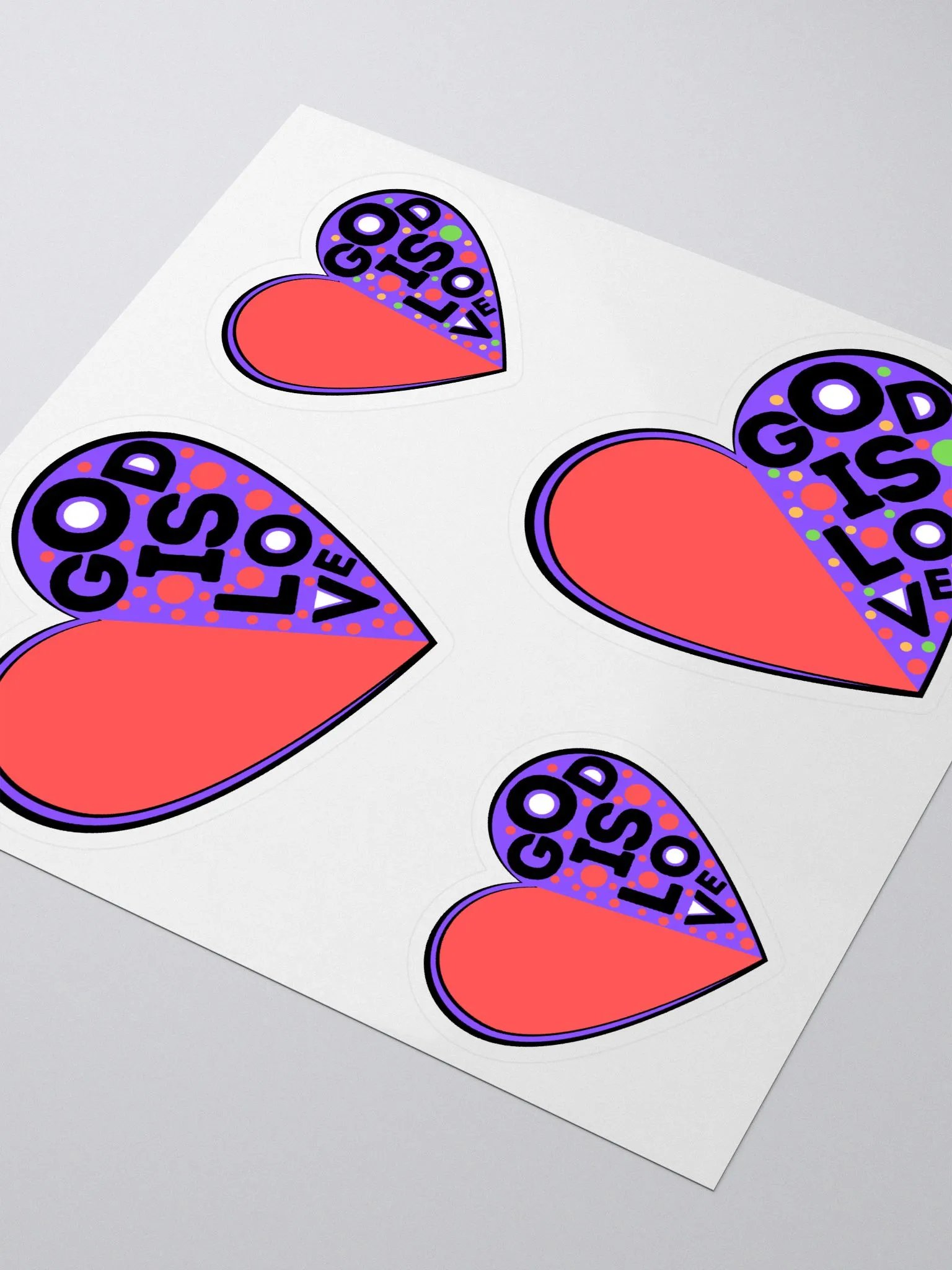God Is Love Polka Dots Heart Sticker Sheet product image (3)