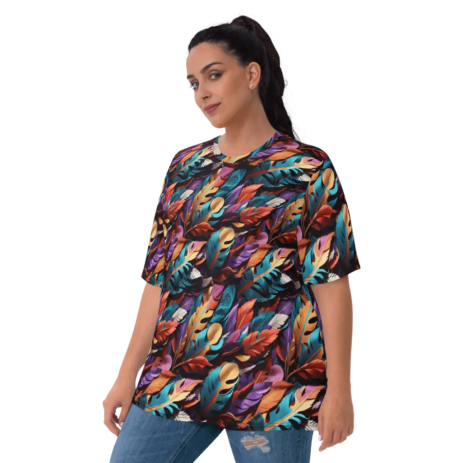 Colorful Feather Pattern All Over Print T-shirt product image (3)