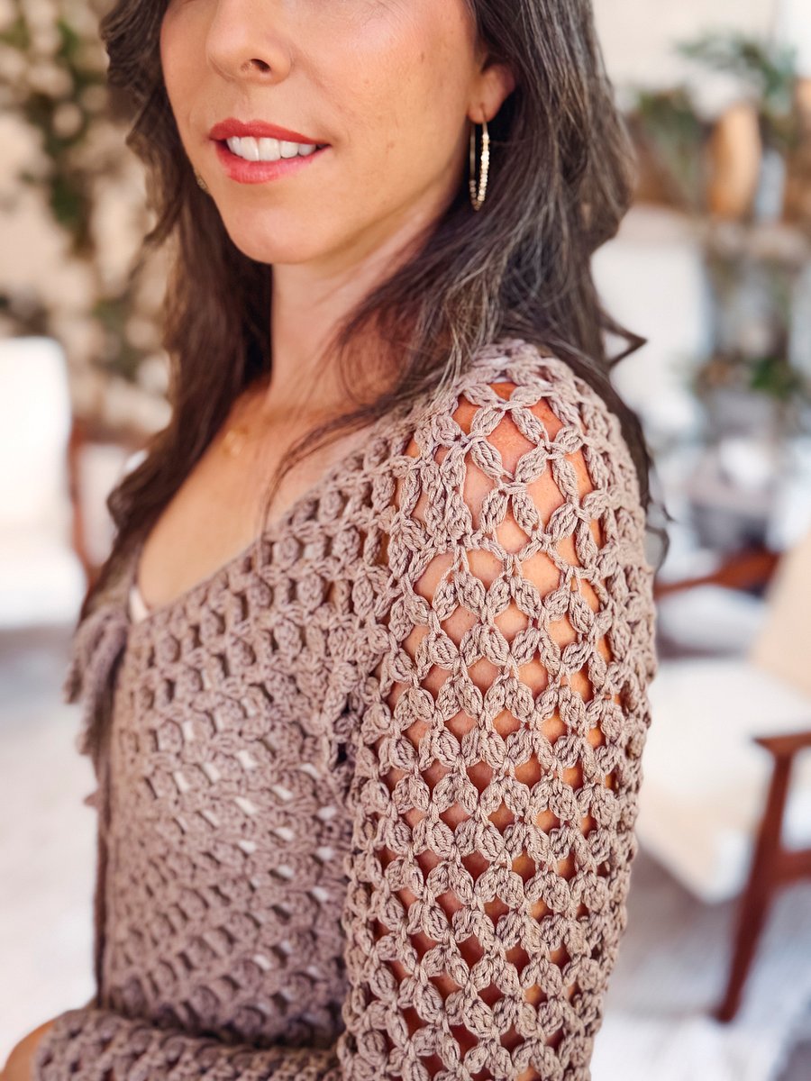 Circle Leaf V-Neck Crochet Cardigan Pattern product image (9)
