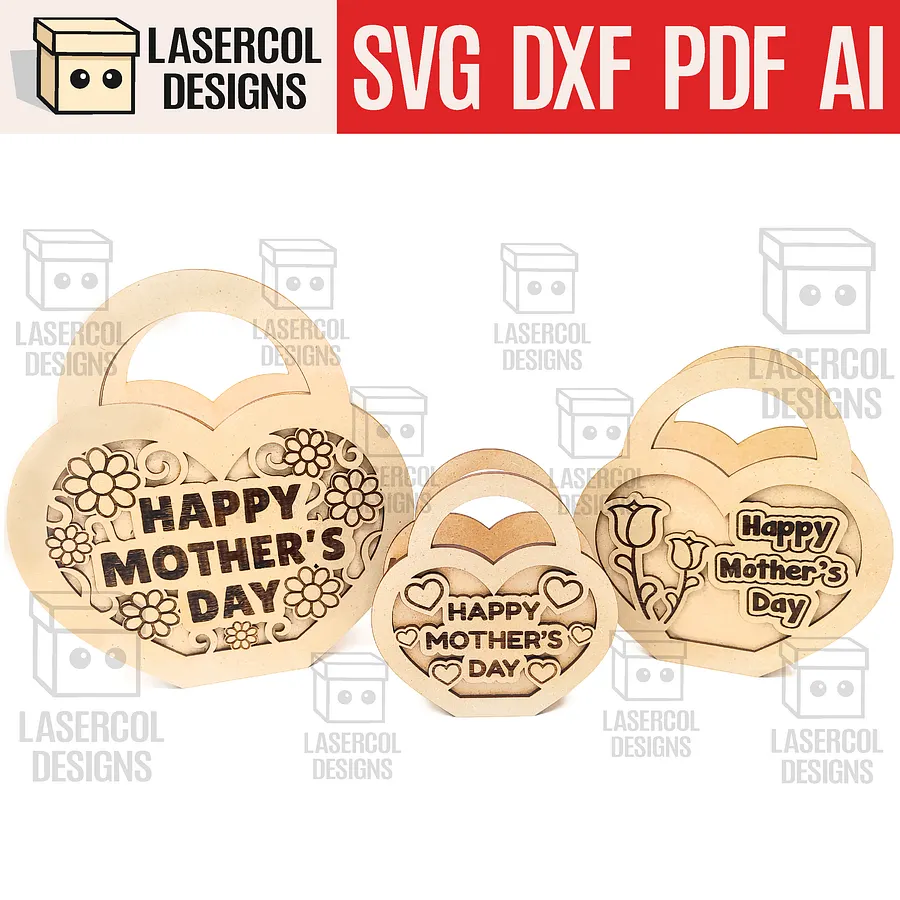 Mother's Day Gift Basket (3 Sizes) - Laser Cut Files product image (1)