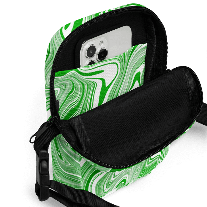 Utility Crossbody Bag - Green and White Liquid Swirls product image (2)