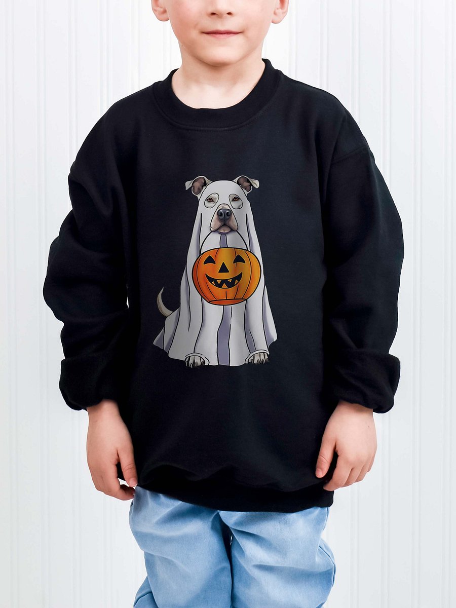 Halloween Pitbull Terrier(White) Youth Sweatshirt product image (1)