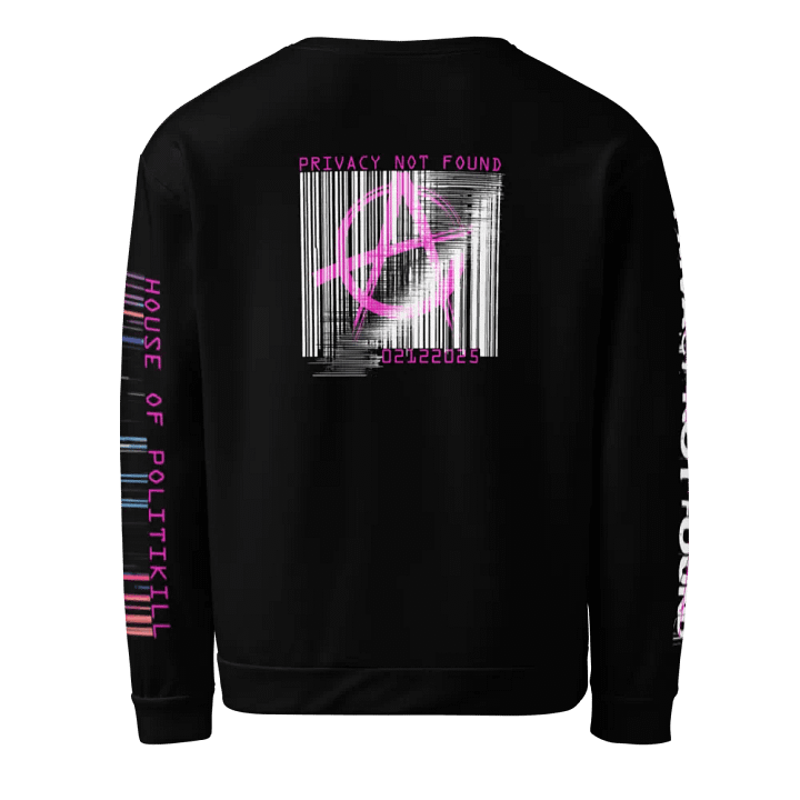 CYBERPUNK GLITCH PUNK UNISEX SWEATSHIRT - PRIVACY NOT FOUND, ANARCHIST DYSTOPIAN STREETWEAR product image (2)