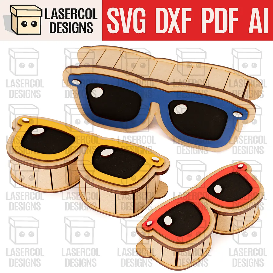Glasses Shaped Boxes Set 1 (3 Sizes) - Laser Cut Files product image (1)
