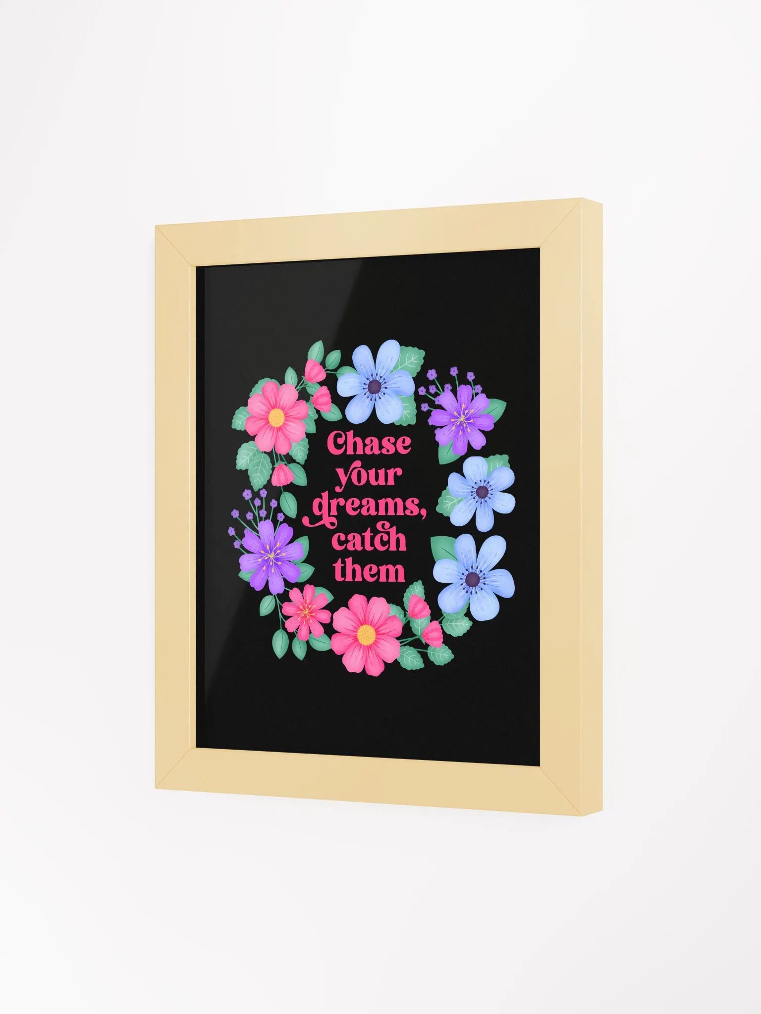 Chase your dreams catch them - Motivational Wall Art Black product image (3)